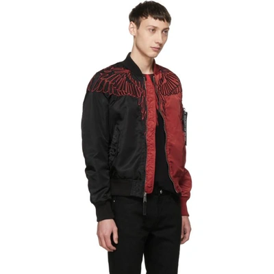 Shop Marcelo Burlon County Of Milan Black And Red Wings Ma-1 Bomber Jacket In Redblk