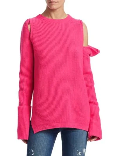 Shop Tre By Natalie Ratabesi Zip-off Sleeve Cashmere Sweater In Pink Candy