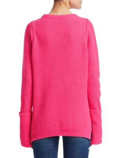 Shop Tre By Natalie Ratabesi Zip-off Sleeve Cashmere Sweater In Pink Candy