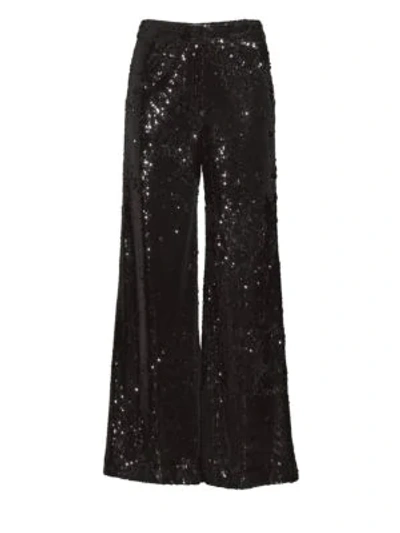 Shop Milly Sia Sequin Trousers In Black