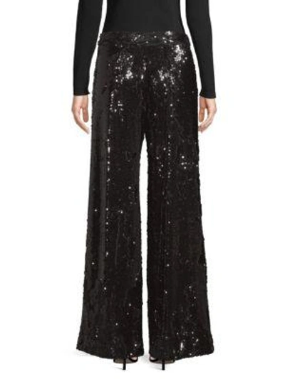 Shop Milly Sia Sequin Trousers In Black