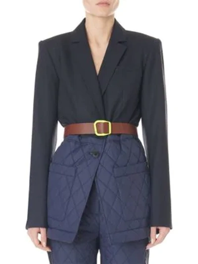 Shop Tibi Quilted Combo Oversized Blazer In Navy