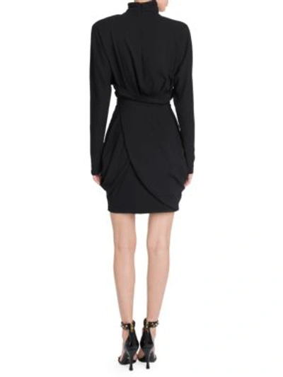 Shop Versace Long Sleeve Bodycon Wrap Dress In Black