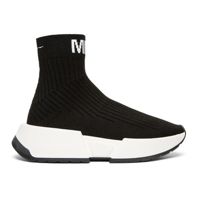 Shop Mm6 Maison Margiela Black Sock High-top Sneakers In 964 Blk/wht