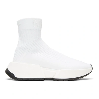 Shop Mm6 Maison Margiela White Sock High-top Sneakers In 962 Wht/wht