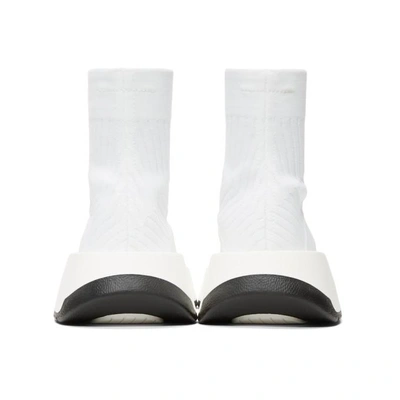 Shop Mm6 Maison Margiela White Sock High-top Sneakers In 962 Wht/wht