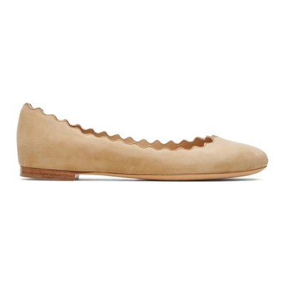 Shop Chloé Chloe Beige Suede Lauren Ballerina Flats In 26u Reef Sh