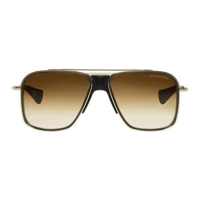 Shop Dita Gold And Black Initiator Sunglasses In Gldblack/br