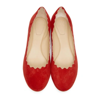 CHLOE 红色绒面革 LAUREN 芭蕾平底鞋