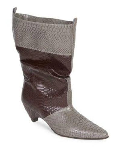 Shop Stella Mccartney Snake Print Slouchy Boots In Grey
