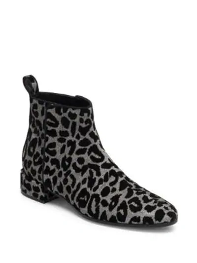 Shop Dolce & Gabbana Leopard Print Night Booties In Silver Black