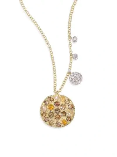 Shop Meira T White Diamond, Rough Diamond, 14k Yellow Gold & 14k White Gold Pendant Necklace In Gold Multi