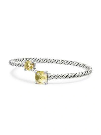 Shop David Yurman Chatelaine Bypass Faceted Lemon Citrine, Pavé Diamonds & Sterling Silver Bracelet