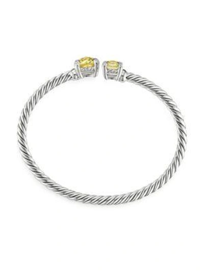 Shop David Yurman Chatelaine Bypass Faceted Lemon Citrine, Pavé Diamonds & Sterling Silver Bracelet