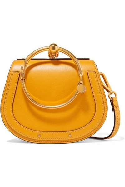 Shop Chloé Nile Bracelet Small Textured-leather Shoulder Bag In Marigold