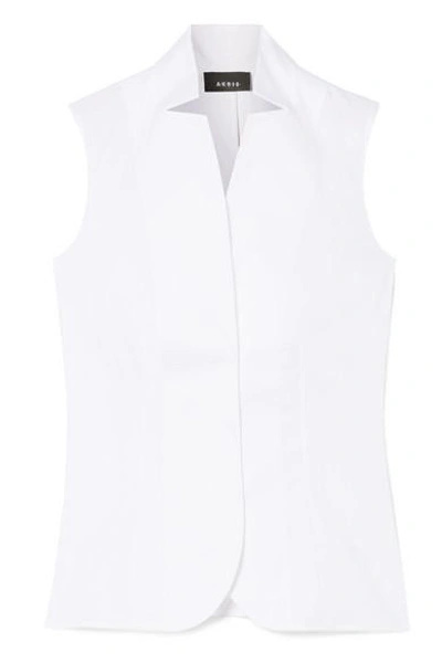 Shop Akris Stretch Cotton-blend Top In White
