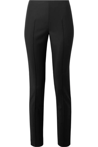 Shop Akris Melissa Stretch Cotton-blend Slim-leg Pants In Black