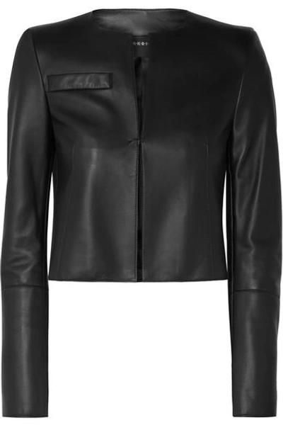 Shop Akris Hasso Cropped Leather Jacket