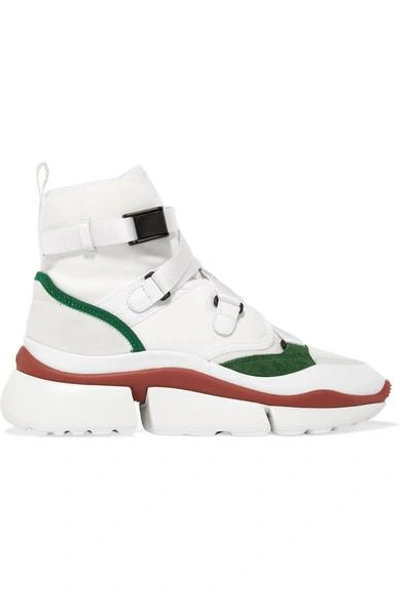 Chloé White & Green Sonnie High-top Sneakers | ModeSens