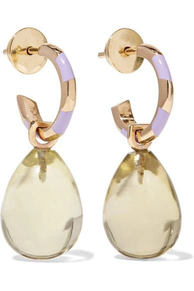 Shop Alice Cicolini 14-karat Gold, Quartz And Enamel Earrings