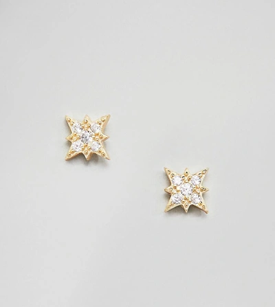 Shop Shashi Sterling Silver 14k Gold Plated Starburst Stud Earrings - Gold