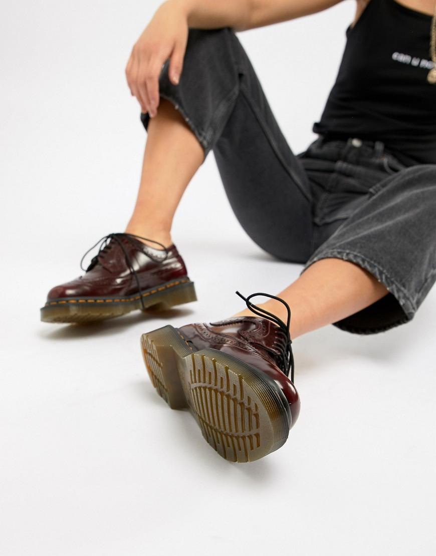 dr martens 3989 cherry leather stacked brogues