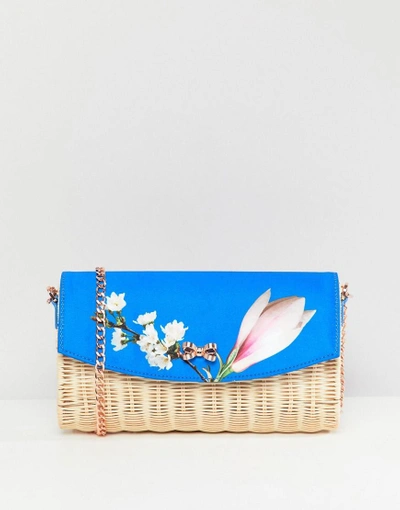 Shop Ted Baker Straw Clutch Bag In Harmony Floral - Blue