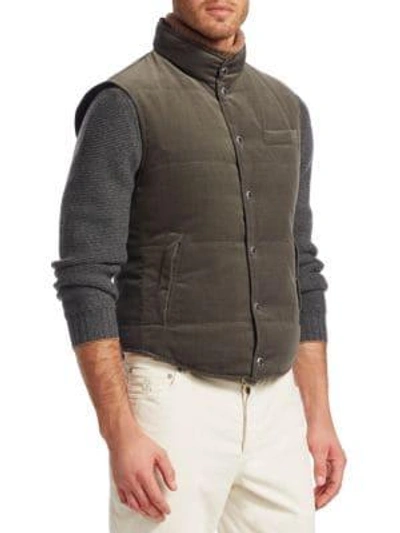 Shop Brunello Cucinelli Reversible Velvet Vest In Green