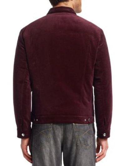 Shop Brunello Cucinelli Corduroy Trucker Jacket In Dark Red