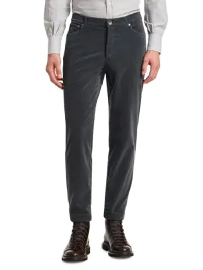 Shop Brunello Cucinelli Straight Leg Cord Trousers In Dark Grey