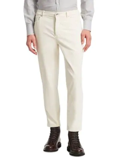 Shop Brunello Cucinelli Straight Leg Cord Pants In Off White