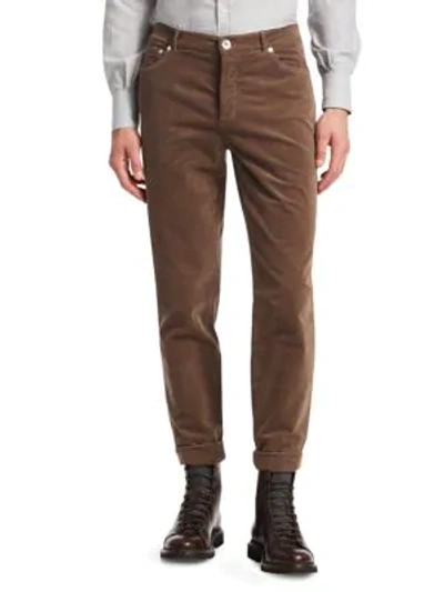 Shop Brunello Cucinelli Men's Straight Leg Cord Pants In Nut