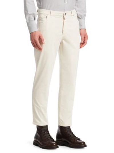 Shop Brunello Cucinelli Straight Leg Cord Pants In Off White