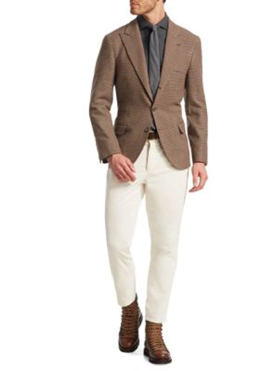 Shop Brunello Cucinelli Cashmere & Wool Houndstooth Blazer In Brown