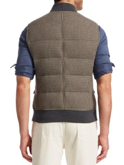 Shop Brunello Cucinelli Houndstooth Wool & Cashmere Puffer Vest In Grey
