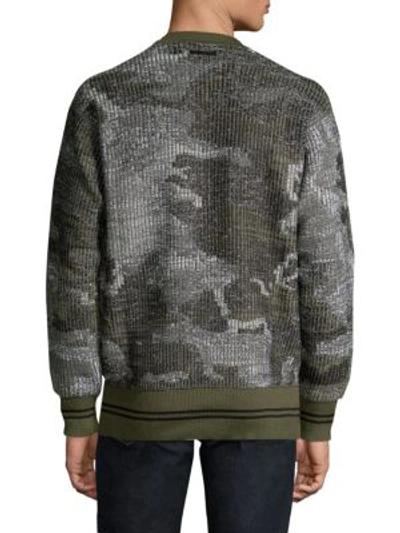 Shop Diesel Black Gold Dbg Camo Knit Sweater In Military Green