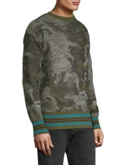 Shop Diesel Black Gold Dbg Camo Knit Sweater In Military Green