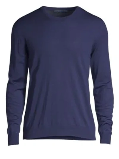 Shop Kiton Wool Crew Sweater In Navy