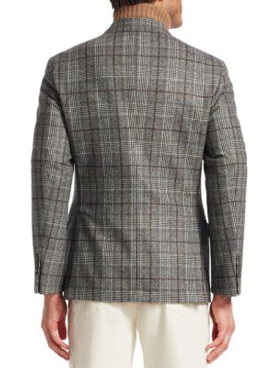 Shop Brunello Cucinelli Glen Plaid Wool Blazer In Grey Brown