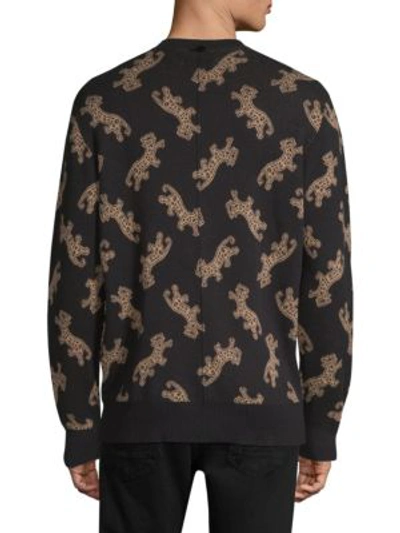 Shop Ovadia & Sons Leopard Jacquard Cotton Sweater In Black