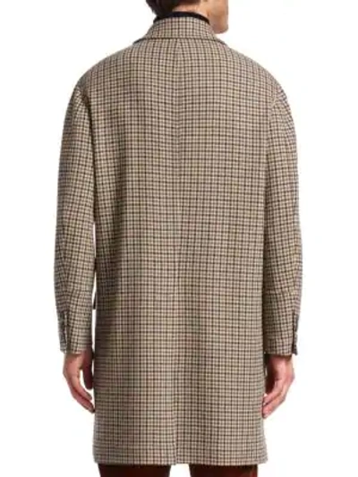 Shop Brunello Cucinelli Cashmere-blend Glen Plaid Overcoat In Brown Grey