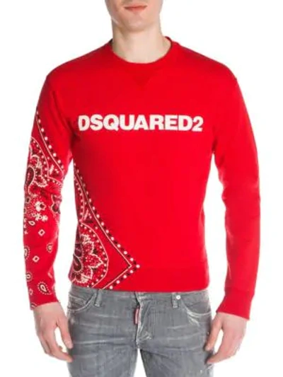 Dsquared2 Bandana-print Pullover Sweatshirt In Red | ModeSens