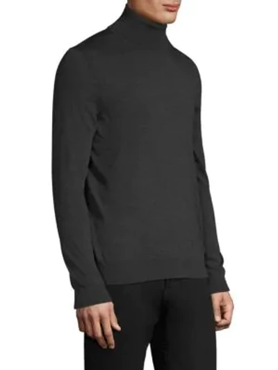 Shop Kiton Wool Turtleneck Sweater In Grey