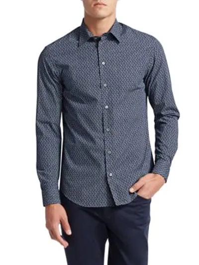 Shop Emporio Armani Cotton Button-down Shirt In Blue