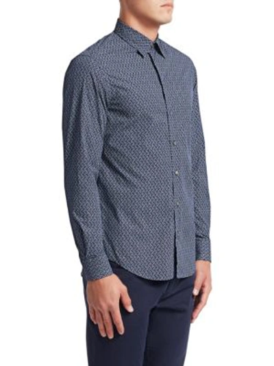 Shop Emporio Armani Cotton Button-down Shirt In Blue