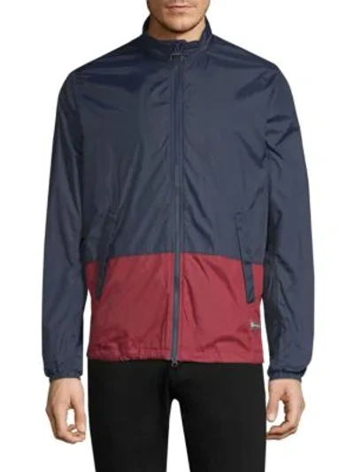 Shop Barbour Two-tone Lightweight Cotton Jacket In Navy