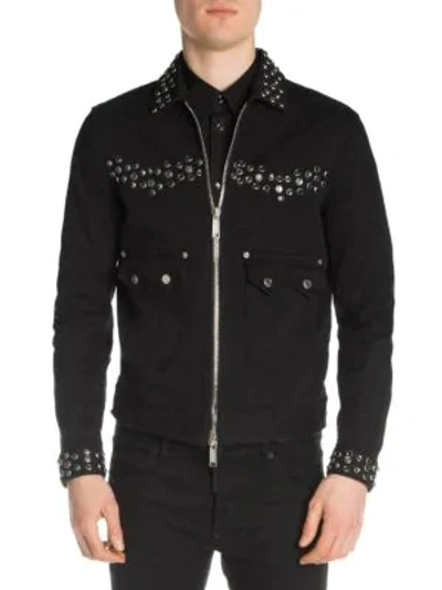 Shop Dsquared2 Studded Jean Jacket In Black
