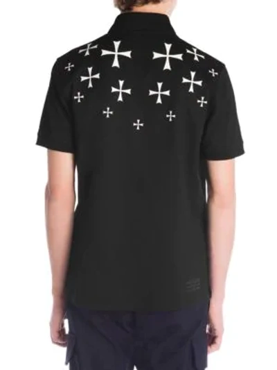 Shop Neil Barrett Military Star Polo Shirt In Black White