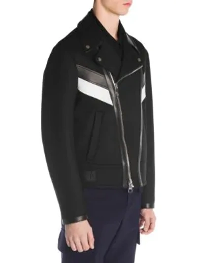 Shop Neil Barrett Chevron Moto Jacket In Black