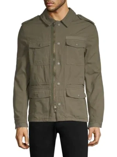 Shop John Varvatos Dragon Garment-dyed Cotton Jacket In Olive